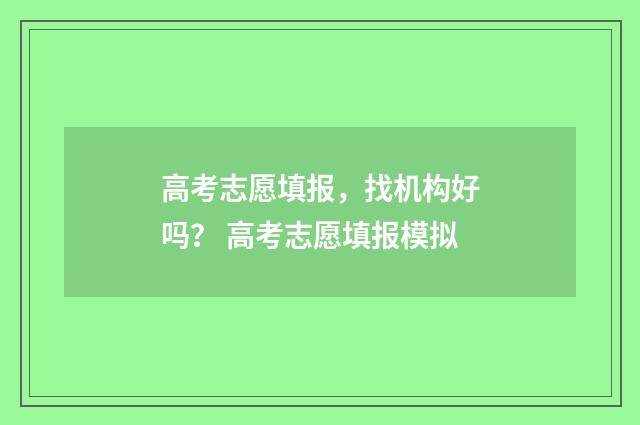 高考志愿填报，找机构好吗？ 高考志愿填报模拟