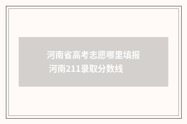 河南省高考志愿哪里填报 河南211录取分数线