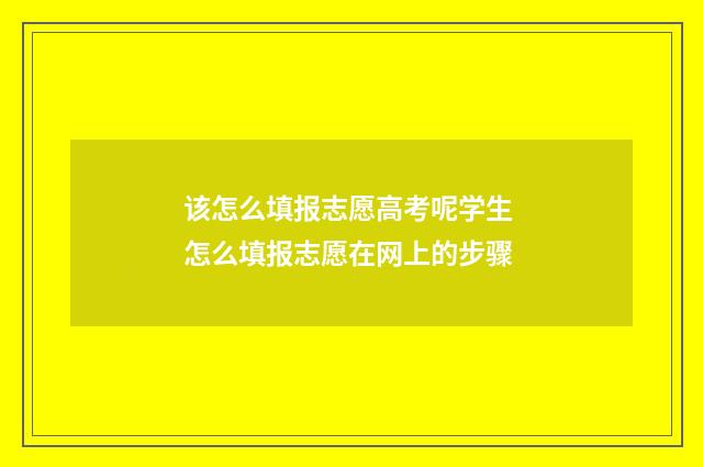 该怎么填报志愿高考呢学生 怎么填报志愿在网上的步骤