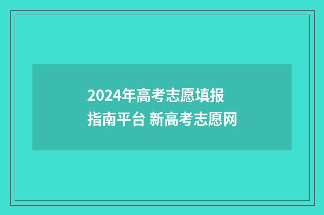 2024年高考志愿填报指南平台 新高考志愿网