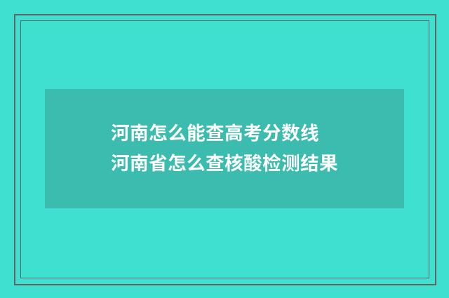 河南怎么能查高考分数线 河南省怎么查核酸检测结果