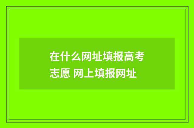 在什么网址填报高考志愿 网上填报网址
