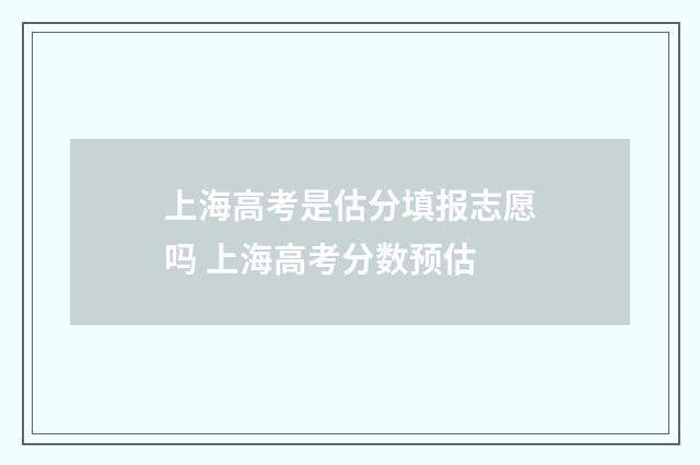 上海高考是估分填报志愿吗 上海高考分数预估