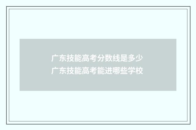 广东技能高考分数线是多少 广东技能高考能进哪些学校