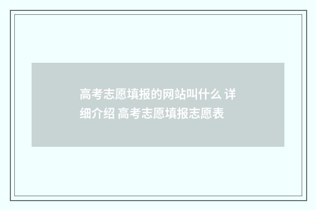 高考志愿填报的网站叫什么 详细介绍 高考志愿填报志愿表