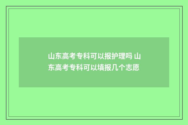 山东高考专科可以报护理吗 山东高考专科可以填报几个志愿