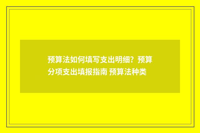 预算法如何填写支出明细？预算分项支出填报指南 预算法种类