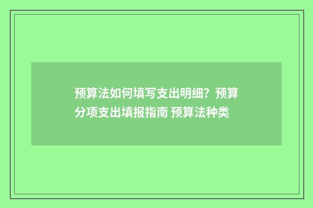 预算法如何填写支出明细？预算分项支出填报指南 预算法种类
