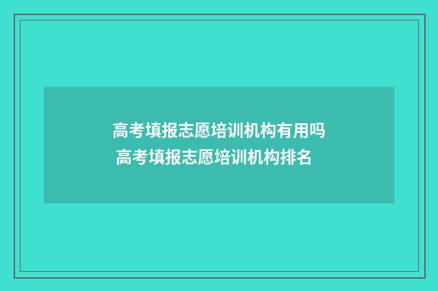 高考填报志愿培训机构有用吗 高考填报志愿培训机构排名