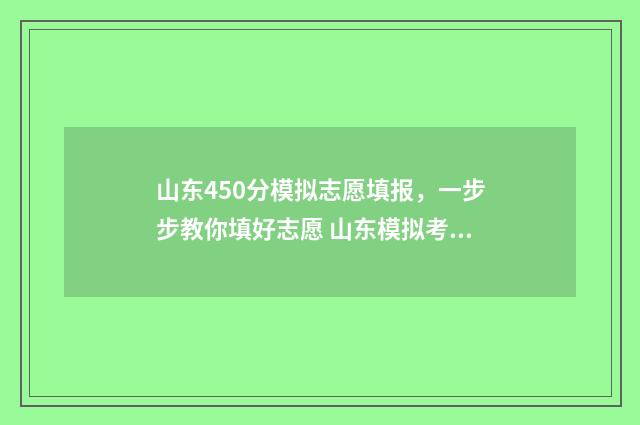 山东450分模拟志愿填报，一步步教你填好志愿 山东模拟考分数线