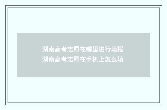 湖南高考志愿在哪里进行填报 湖南高考志愿在手机上怎么填