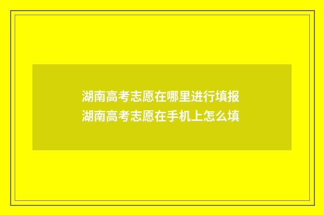 湖南高考志愿在哪里进行填报 湖南高考志愿在手机上怎么填