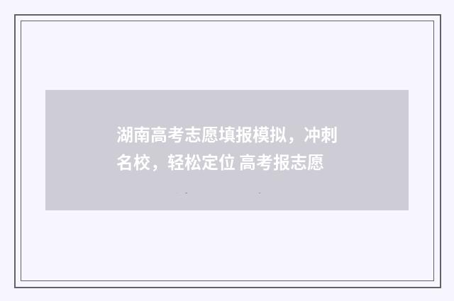 湖南高考志愿填报模拟，冲刺名校，轻松定位 高考报志愿