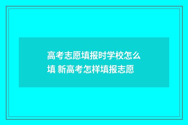 高考志愿填报时学校怎么填 新高考怎样填报志愿
