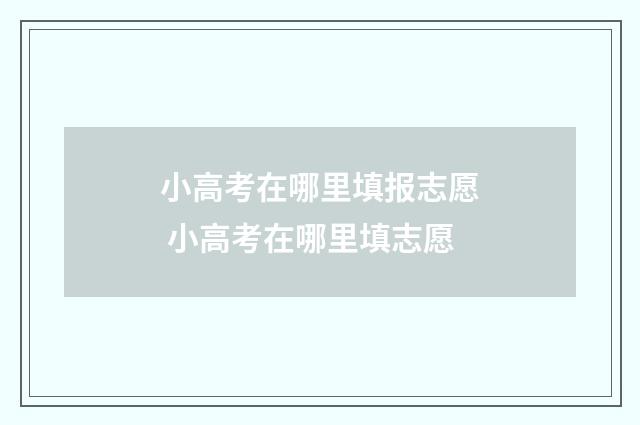 小高考在哪里填报志愿 小高考在哪里填志愿