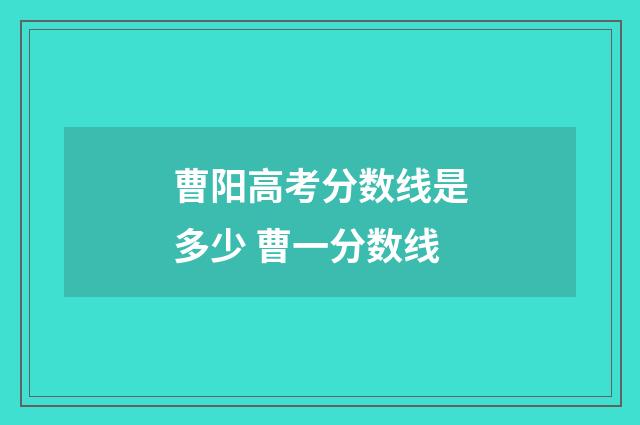 曹阳高考分数线是多少 曹一分数线