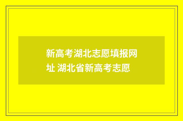 新高考湖北志愿填报网址 湖北省新高考志愿