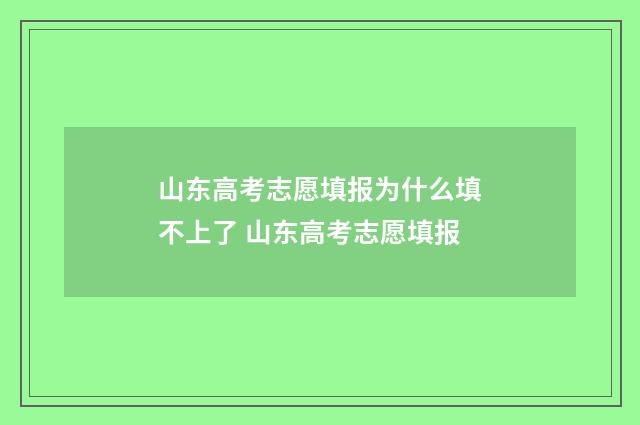 山东高考志愿填报为什么填不上了 山东高考志愿填报