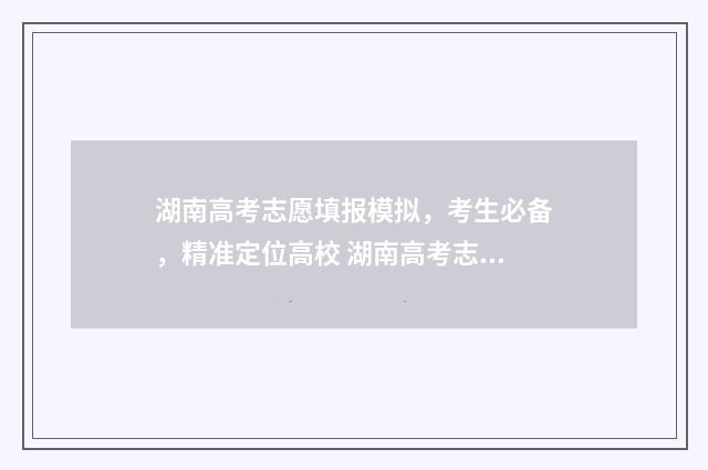 湖南高考志愿填报模拟，考生必备，精准定位高校 湖南高考志愿填报表