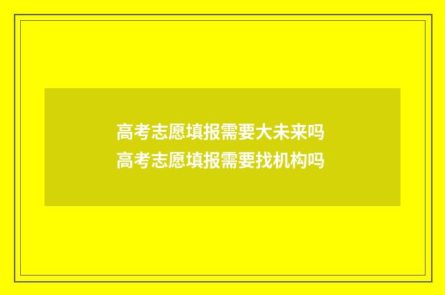 高考志愿填报需要大未来吗 高考志愿填报需要找机构吗