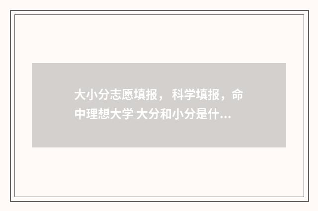大小分志愿填报， 科学填报，命中理想大学 大分和小分是什么意思