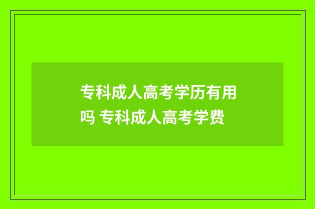 专科成人高考学历有用吗 专科成人高考学费