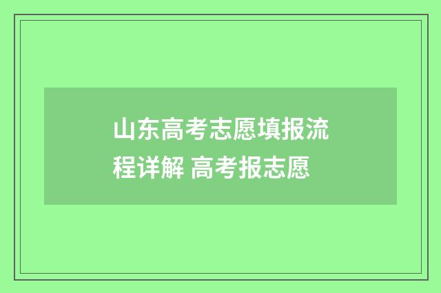 山东高考志愿填报流程详解 高考报志愿