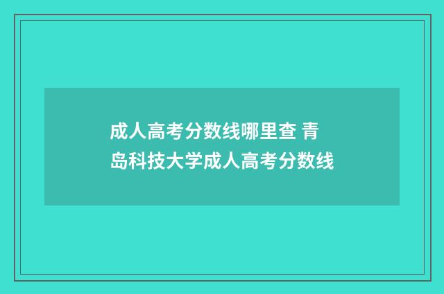 成人高考分数线哪里查 青岛科技大学成人高考分数线