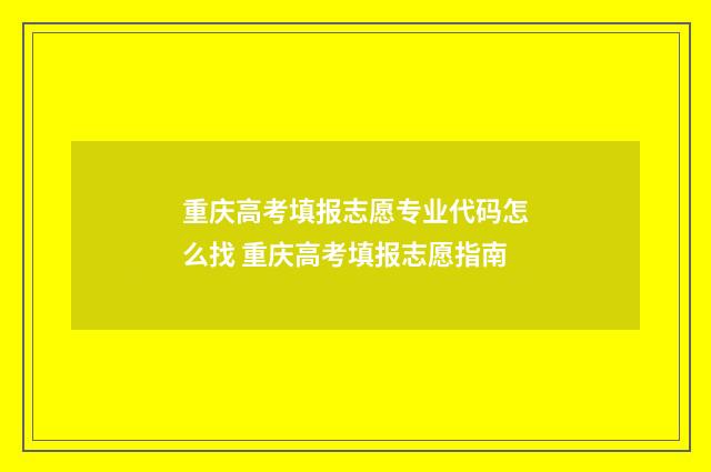 重庆高考填报志愿专业代码怎么找 重庆高考填报志愿指南