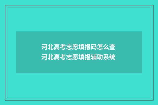 河北高考志愿填报码怎么查 河北高考志愿填报辅助系统