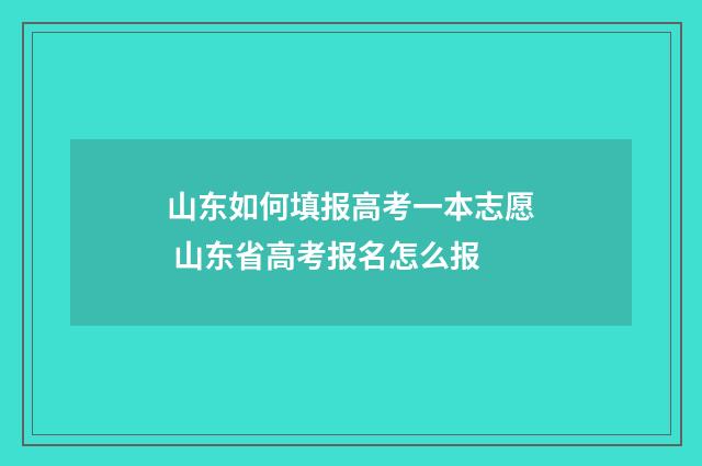 山东如何填报高考一本志愿 山东省高考报名怎么报