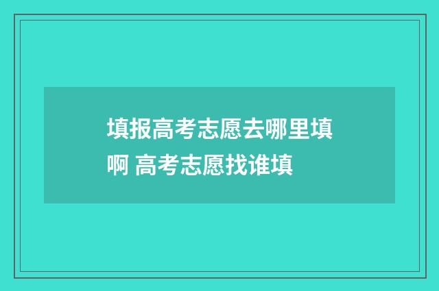 填报高考志愿去哪里填啊 高考志愿找谁填