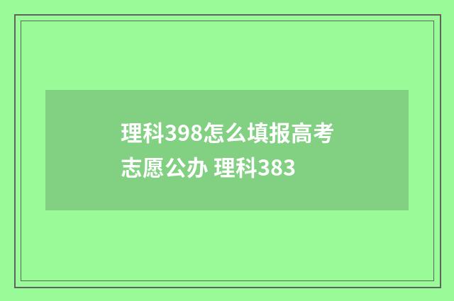 理科398怎么填报高考志愿公办 理科383