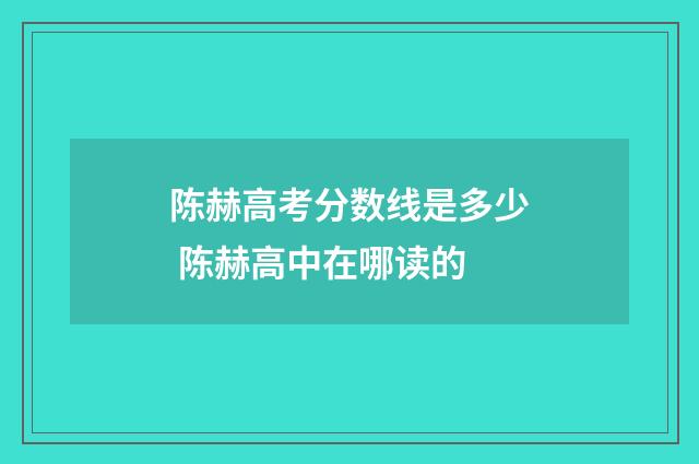 陈赫高考分数线是多少 陈赫高中在哪读的