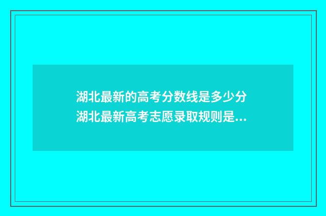湖北最新的高考分数线是多少分 湖北最新高考志愿录取规则是什么