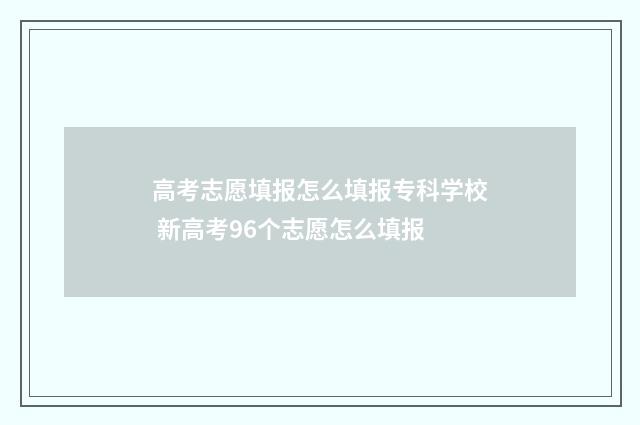 高考志愿填报怎么填报专科学校 新高考96个志愿怎么填报