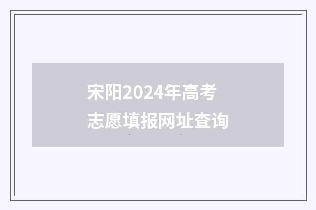 宋阳2024年高考志愿填报网址查询