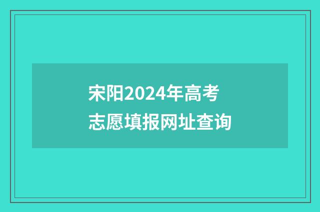 宋阳2024年高考志愿填报网址查询