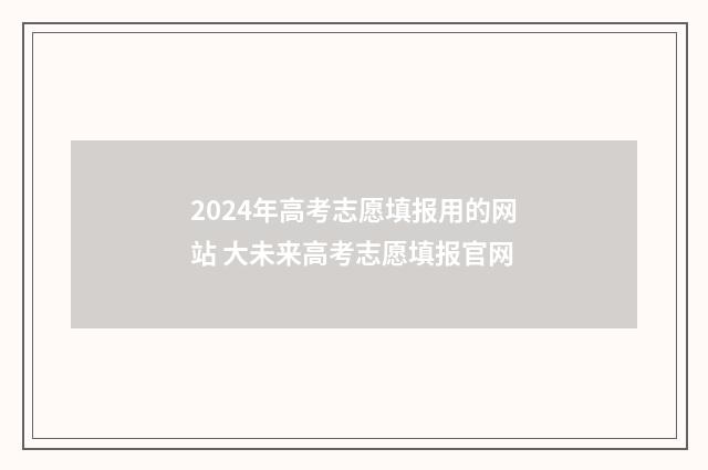 2024年高考志愿填报用的网站 大未来高考志愿填报官网