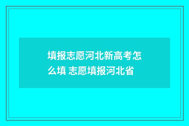 填报志愿河北新高考怎么填 志愿填报河北省