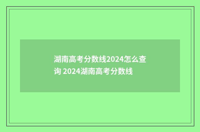 湖南高考分数线2024怎么查询 2024湖南高考分数线