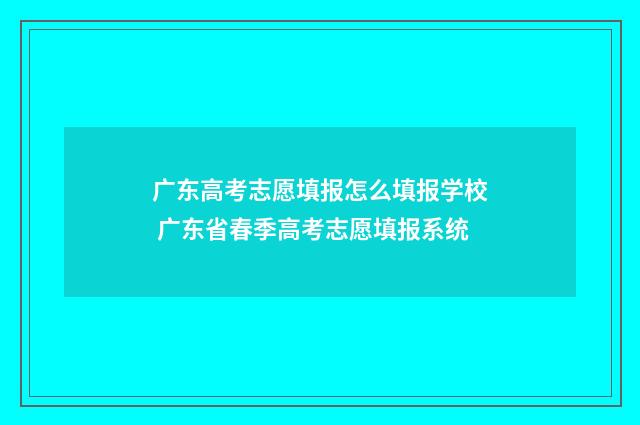 广东高考志愿填报怎么填报学校 广东省春季高考志愿填报系统