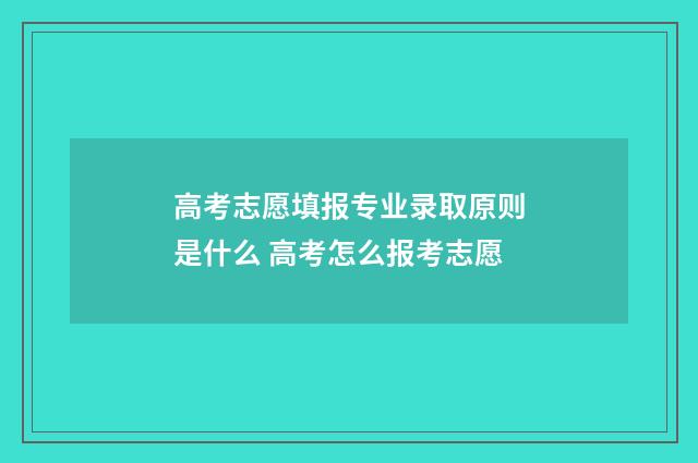 高考志愿填报专业录取原则是什么 高考怎么报考志愿