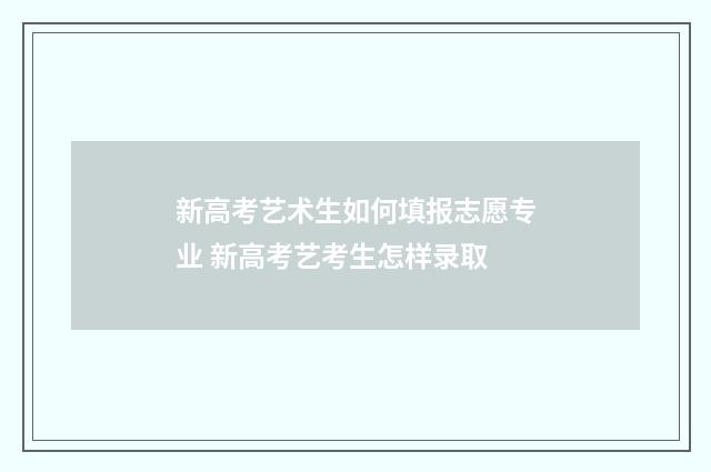 新高考艺术生如何填报志愿专业 新高考艺考生怎样录取