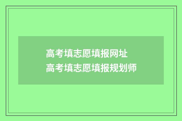 高考填志愿填报网址 高考填志愿填报规划师