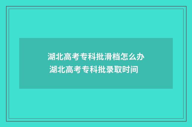 湖北高考专科批滑档怎么办 湖北高考专科批录取时间