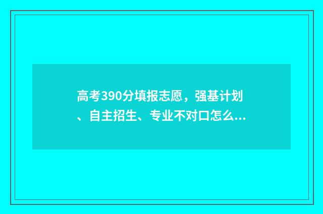 高考390分填报志愿，强基计划、自主招生、专业不对口怎么办？ 高考390分是几本