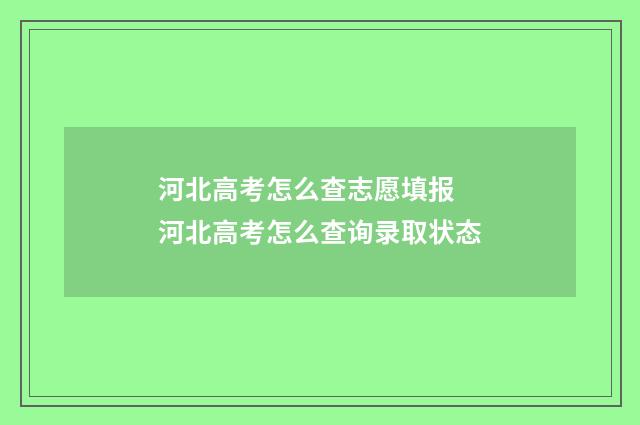河北高考怎么查志愿填报 河北高考怎么查询录取状态