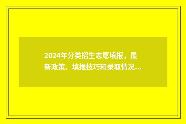 2024年分类招生志愿填报，最新政策、填报技巧和录取情况 2024年分类招生考试时间报名