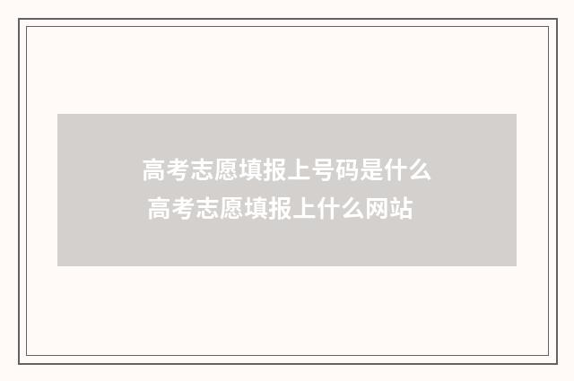 高考志愿填报上号码是什么 高考志愿填报上什么网站